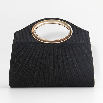 Elegant Evening Clutch Bag – Structured Handbag with Gold Handle & Chain Strap