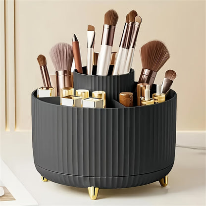 360° Rotating Makeup Organizer – Elegant Cosmetic Storage with Multi-Compartments