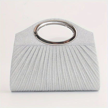 Elegant Evening Clutch Bag – Structured Handbag with Gold Handle & Chain Strap