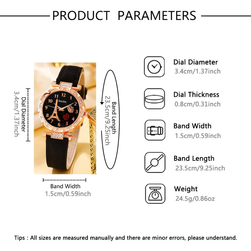 Elegant Women’s Watch & Jewelry Set – 5-Piece Luxury Gift Collection