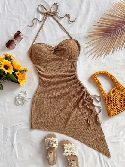 Luna Asymmetric Hem Textured Dress