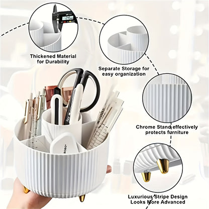 360° Rotating Makeup Organizer – Elegant Cosmetic Storage with Multi-Compartments