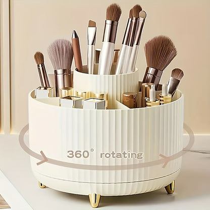 360° Rotating Makeup Organizer – Elegant Cosmetic Storage with Multi-Compartments
