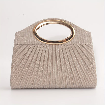 Elegant Evening Clutch Bag – Structured Handbag with Gold Handle & Chain Strap